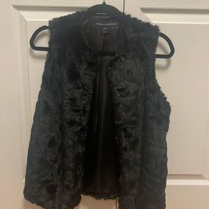 French Connection Black Faux Fur Vest
